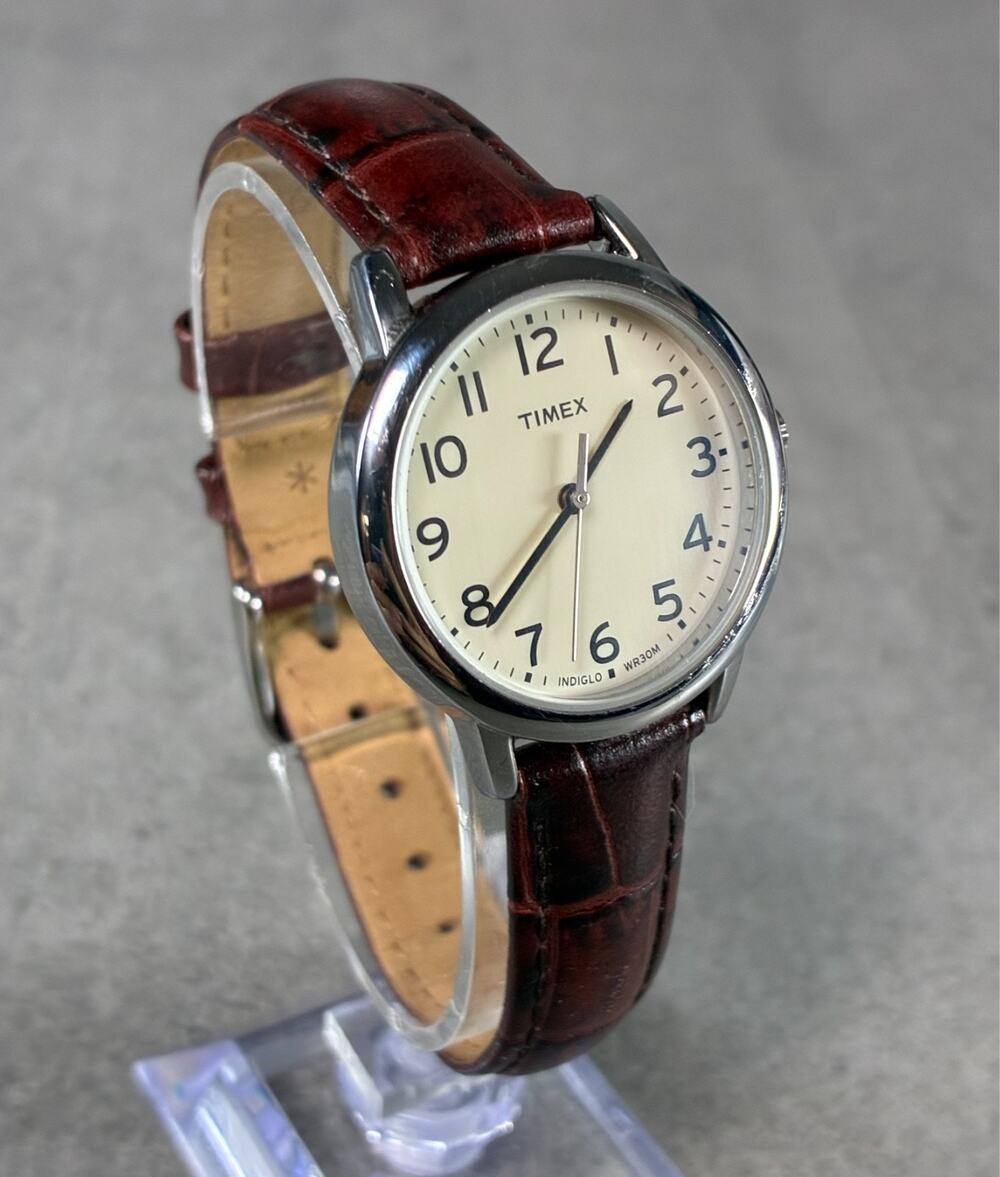 Timex Easy Reader Women's Watch Indiglo 30mm Silver Brown Croc TW2R30300 Working